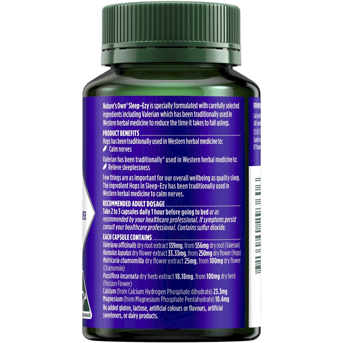 Natures Own Sleep Ezy Capsules With Hops, Valerian + Chamomile 100 Pack