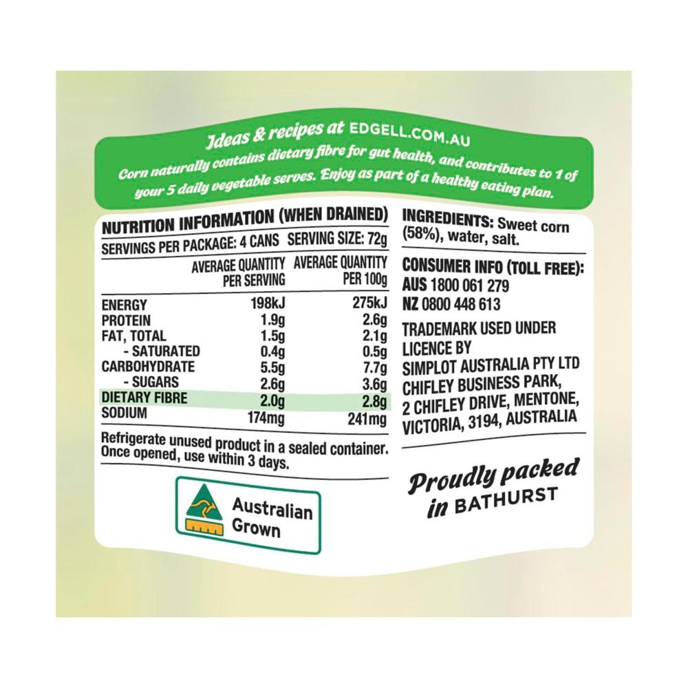 Edgell Corn Kernels 125g - 4 pack