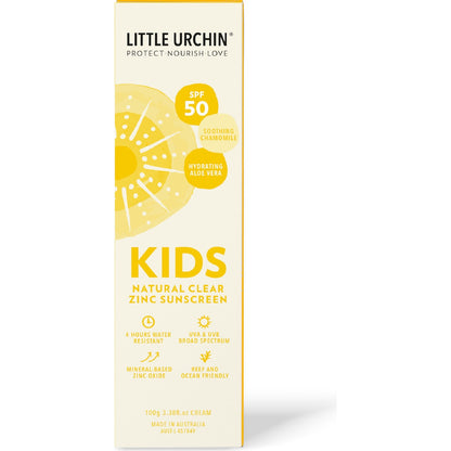 Little Urchin Spf 50 Kids Natural Clear Zinc Sunscreen 100g