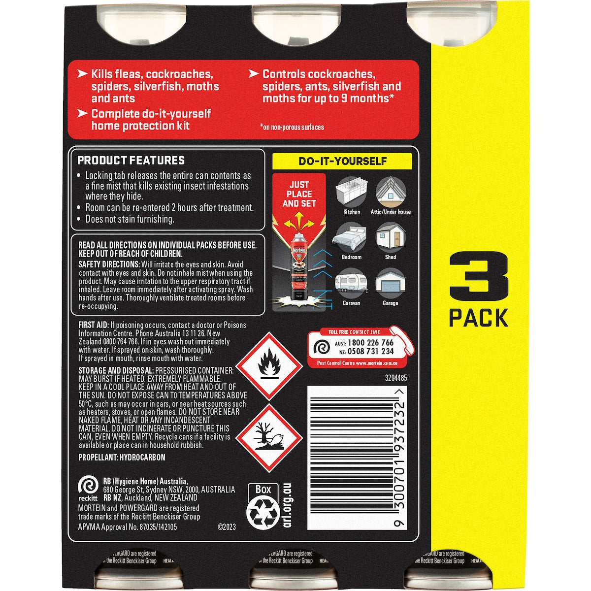 Mortein Powergard Insect Control Bombs 3 Pack