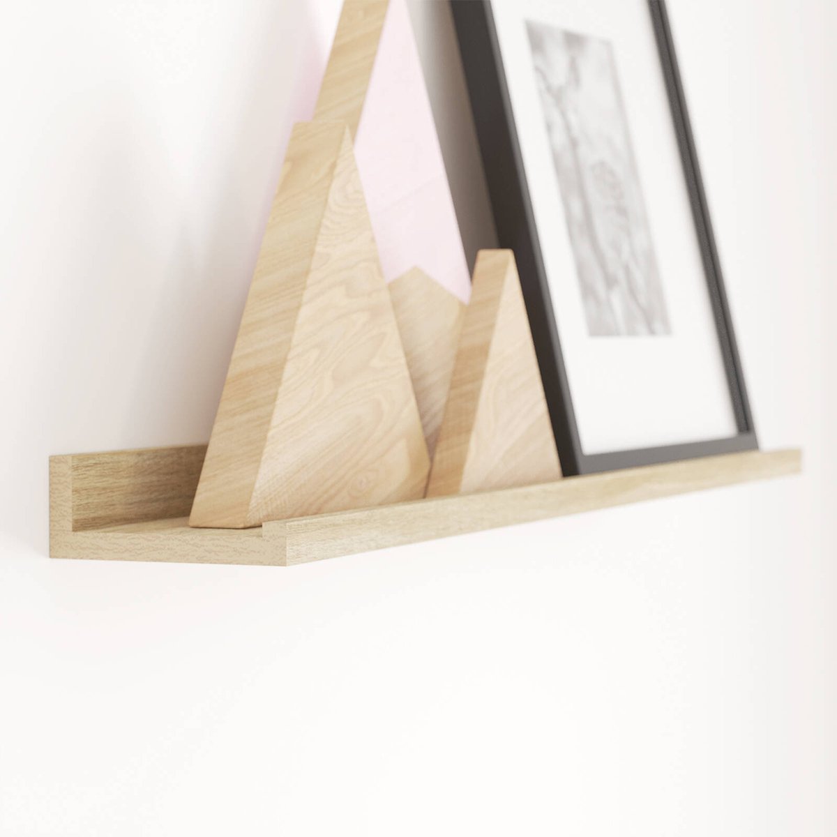 Flexi Storage Oak Photo Shelf - 900mm - Decorative Wall Shelf - Indoor Use