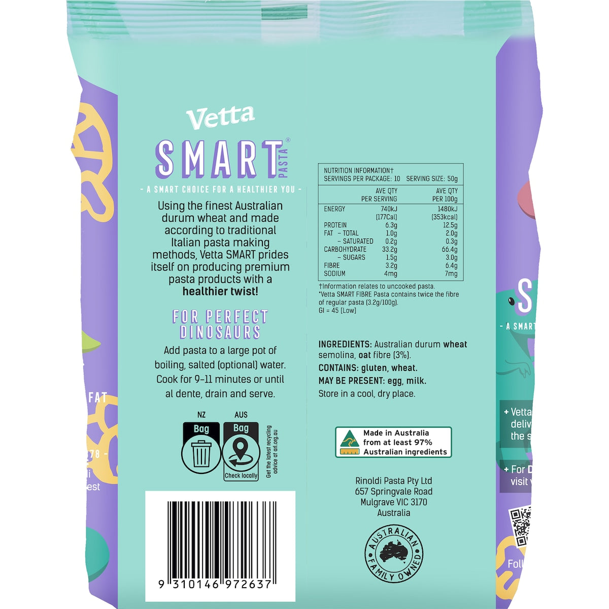 Vetta Smart Fibre Dinosaur Pasta 500g