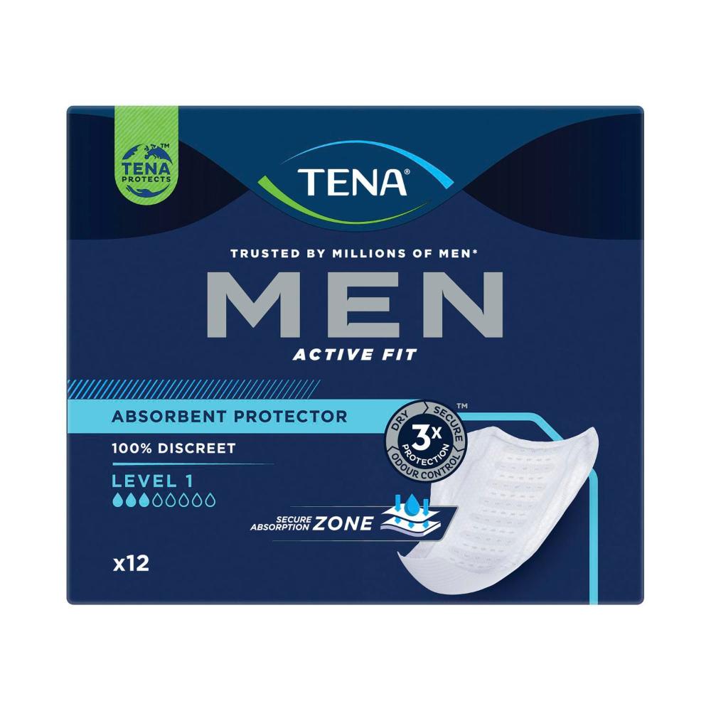 Tena For Men Pouches Level 1 Absorb Protector Incontinence Pads - 12 pack