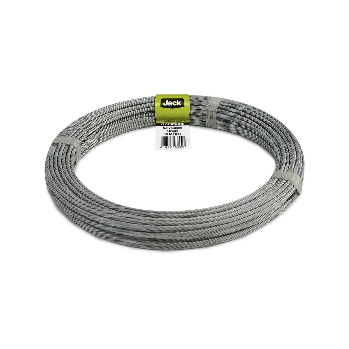 Jack Galvanised Clothesline Coil 30m 3.36mm Steel Extra Strength