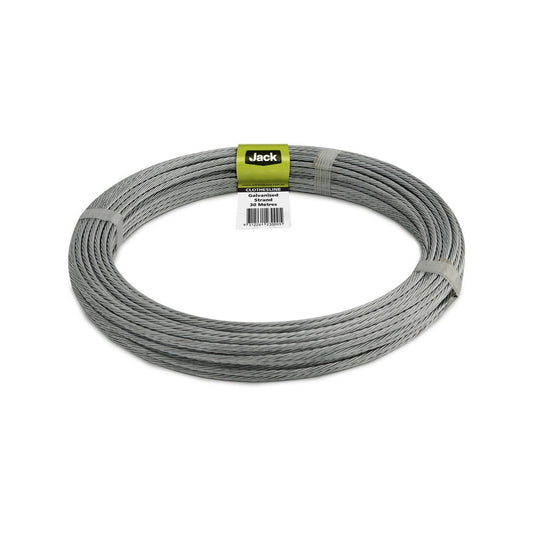 Jack Galvanised Clothesline Coil 30m 3.36mm Steel Extra Strength