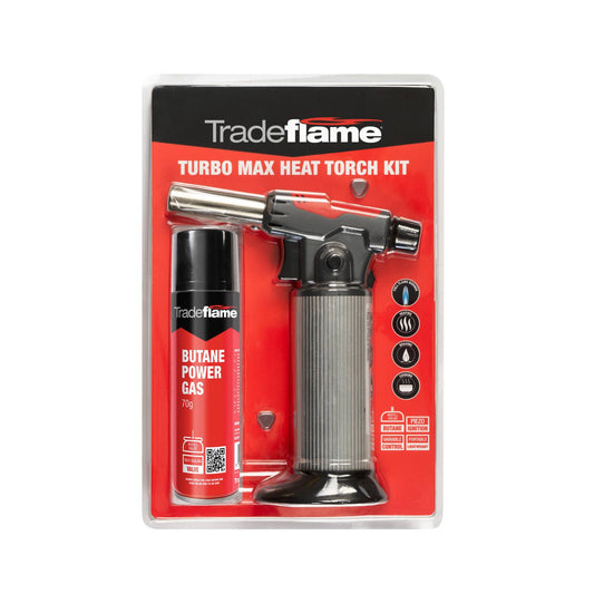 Tradeflame Turbo Max Butane Heat Torch Kit - Piezo Ignition, Portable, Variable Control