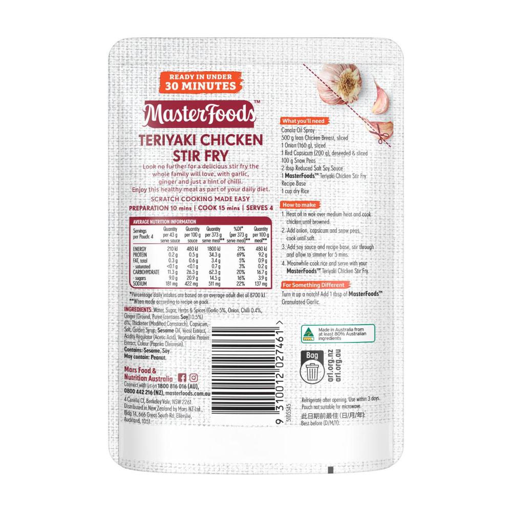 MasterFoods Stir Fry Teriyaki Chicken Recipe Base - 175g