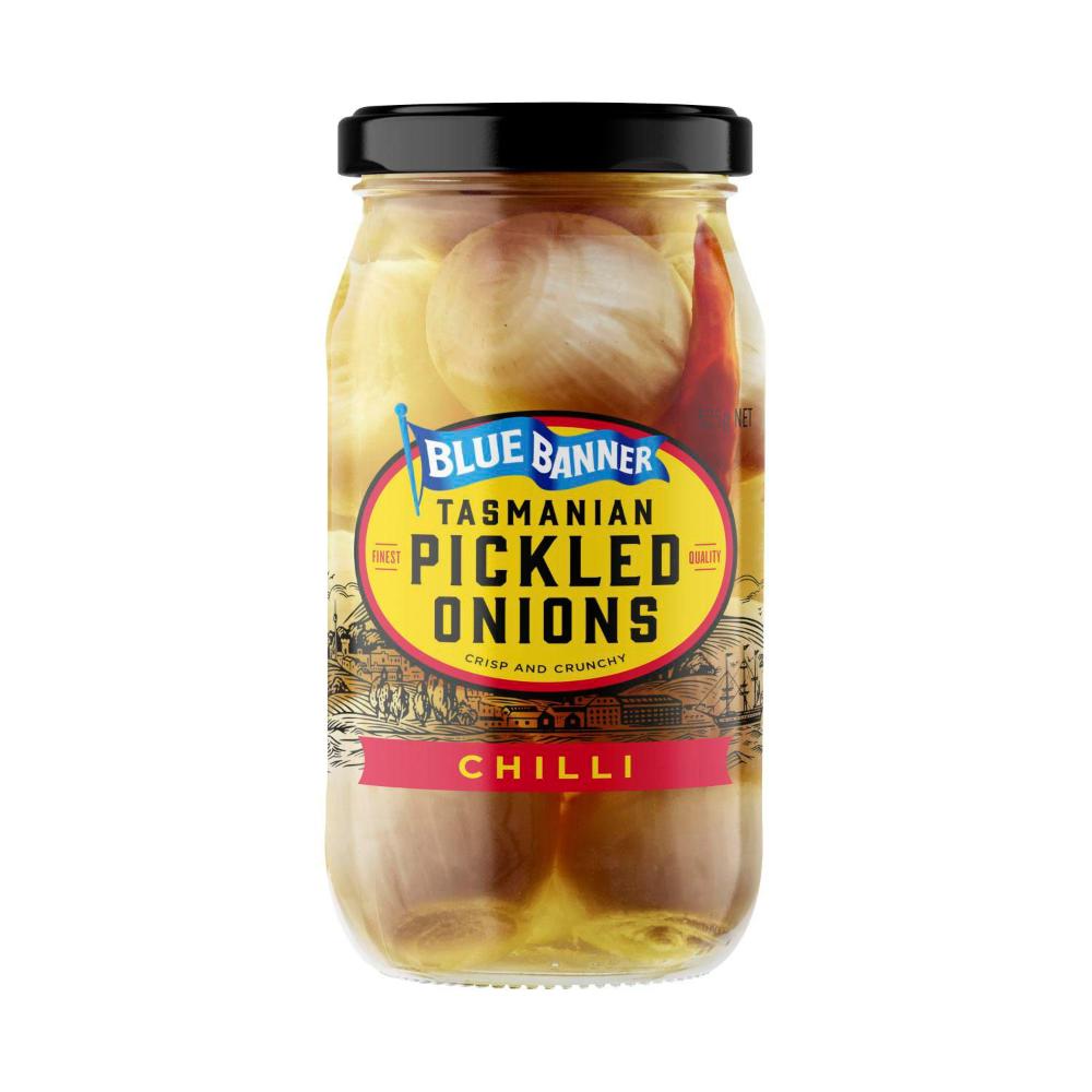 Blue Banner Pickled Onions Brown Chilli - 525g