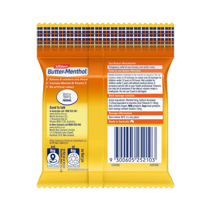 Soothers Butter Menthol Honey Centre & Vitamin C - 30 Pack