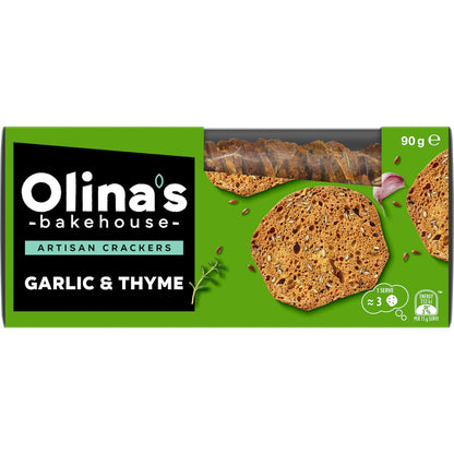 Olinas Bakehouse Artisan Crackers Biscuits Garlic & Thyme 90g