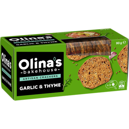Olinas Bakehouse Artisan Crackers Biscuits Garlic & Thyme 90g