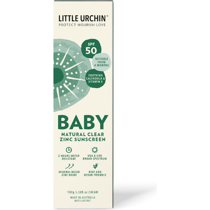 Little Urchin Spf 50 Baby Natural Clear Zinc Sunscreen 100g
