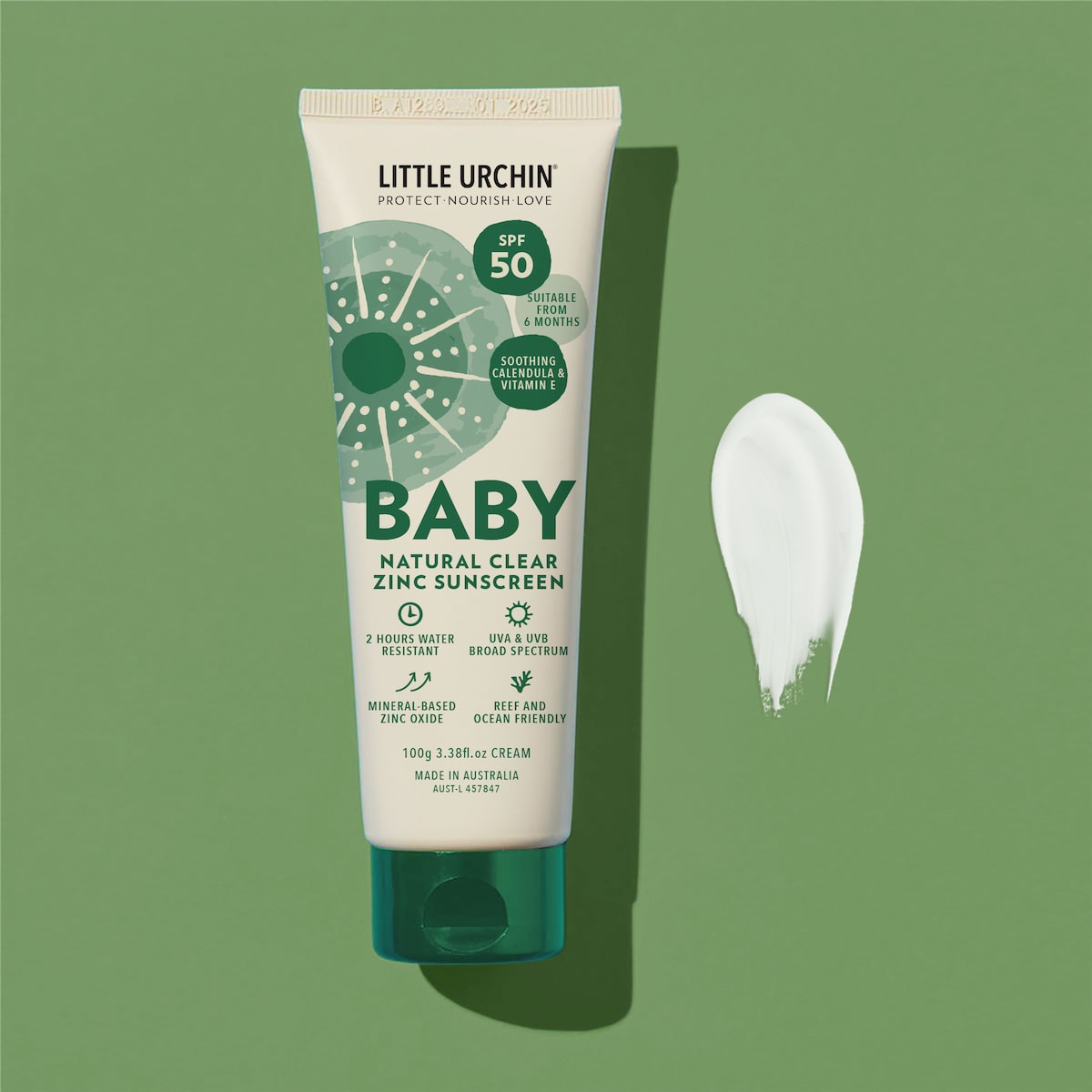 Little Urchin Spf 50 Baby Natural Clear Zinc Sunscreen 100g