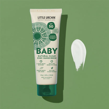 Little Urchin Spf 50 Baby Natural Clear Zinc Sunscreen 100g