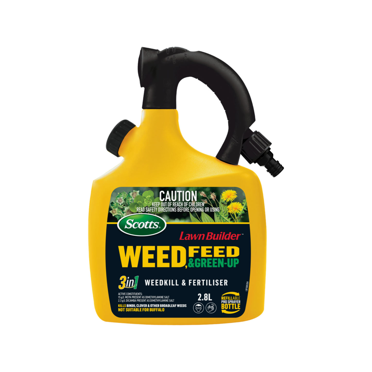 Scotts Lawn Builder Weed Feed & Green Up - WeedKill & Fertiliser - Refillable Pro Sparyer Bottle - 2.8L