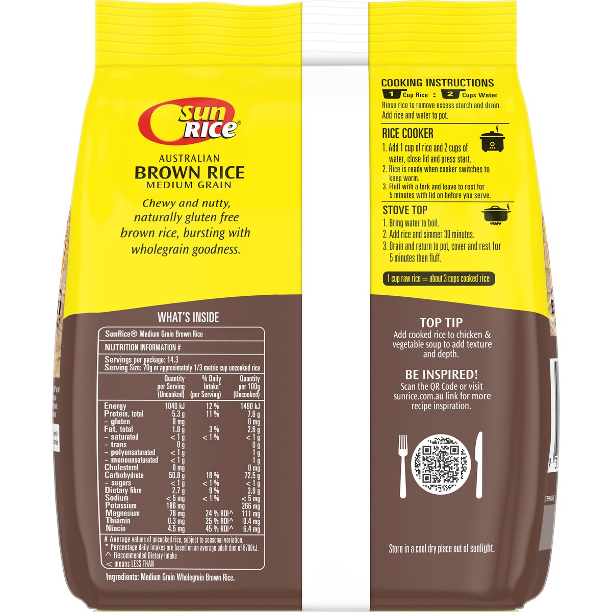 Sunrice Brown Rice Calrose Medium Grain 1kg