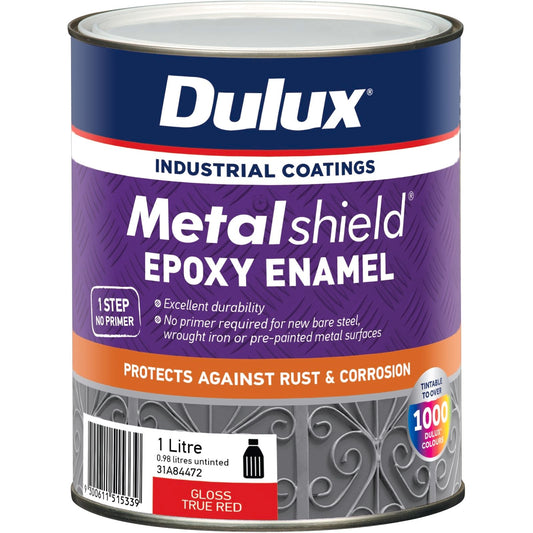 Dulux Metalshield Epoxy Enamel Gloss Paint - 1L - True Red