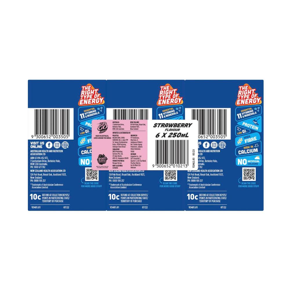 UP&GO Liquid Breakfast Strawberry 6x250ml - 1.5L