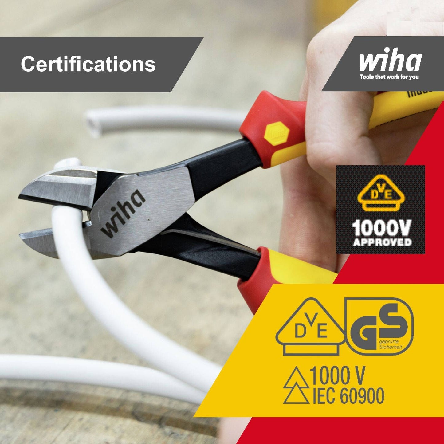 Wiha Plier Set - Crosscut Diagonal Cutters - 2-Piece - 45mm - Yellow