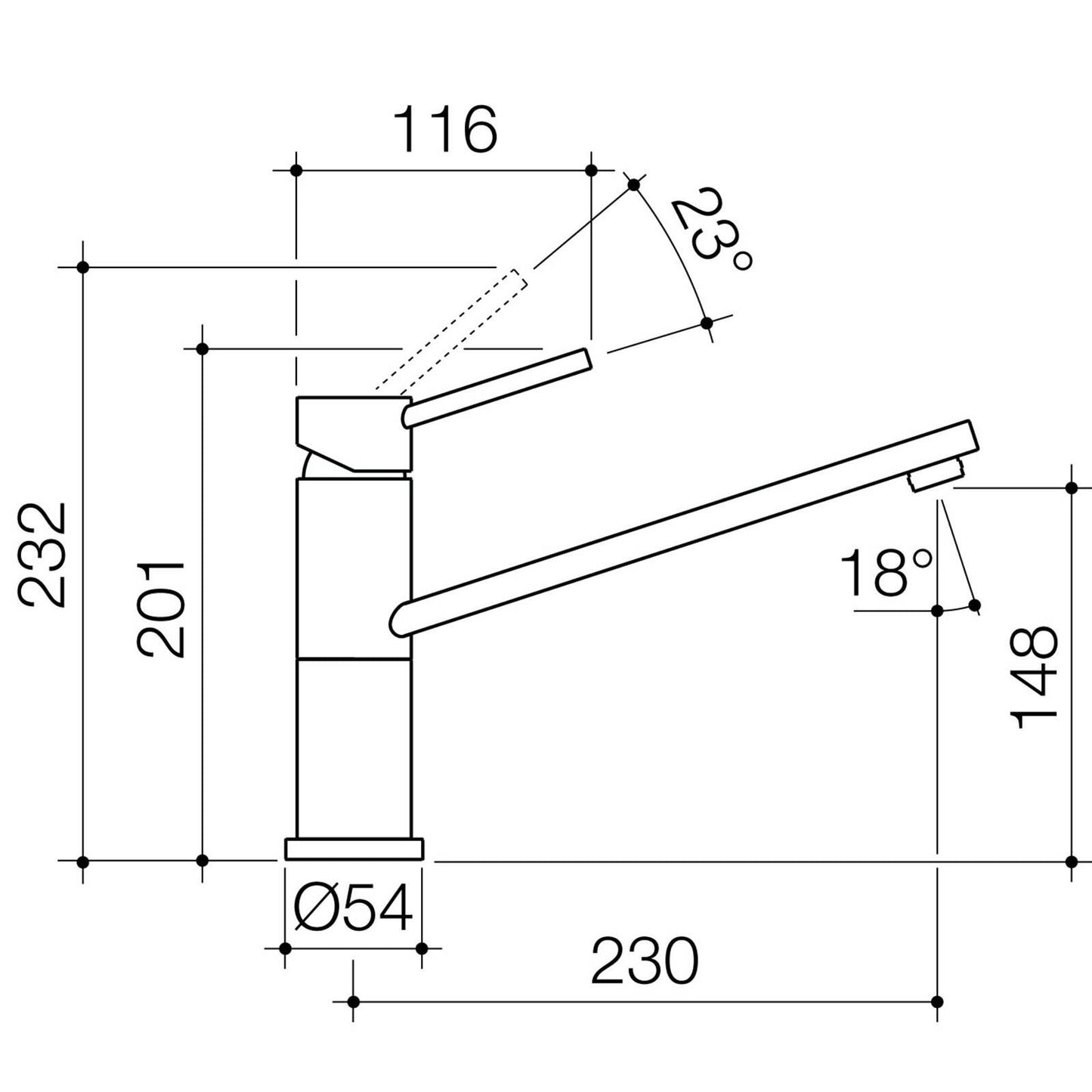 Dorf Chrome Lead Free Villa Sink Mixer - 50 x 201 x 230mm