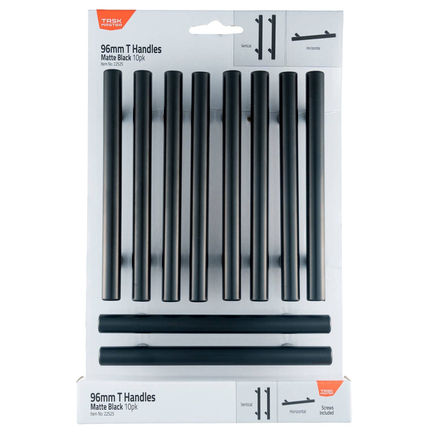 Taskmaster Matte Black T Handle - 96mm - 10 Pack
