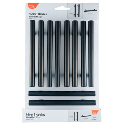Taskmaster Matte Black T Handle - 96mm - 10 Pack