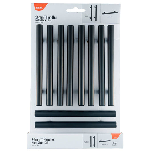 Taskmaster 96mm Matte Black T Handles - 10 Pack