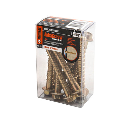 Ramset Ankascrew Masonry Anchor - 10 x 100mm - 10 Pack