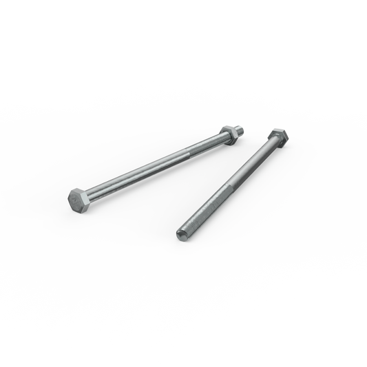 Zenith M10 x 200mm Zinc Plated Hex Head Bolts and Nuts - 2 Pack