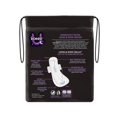 U by Kotex Overnight Extra Pads With Wings - 10 pack