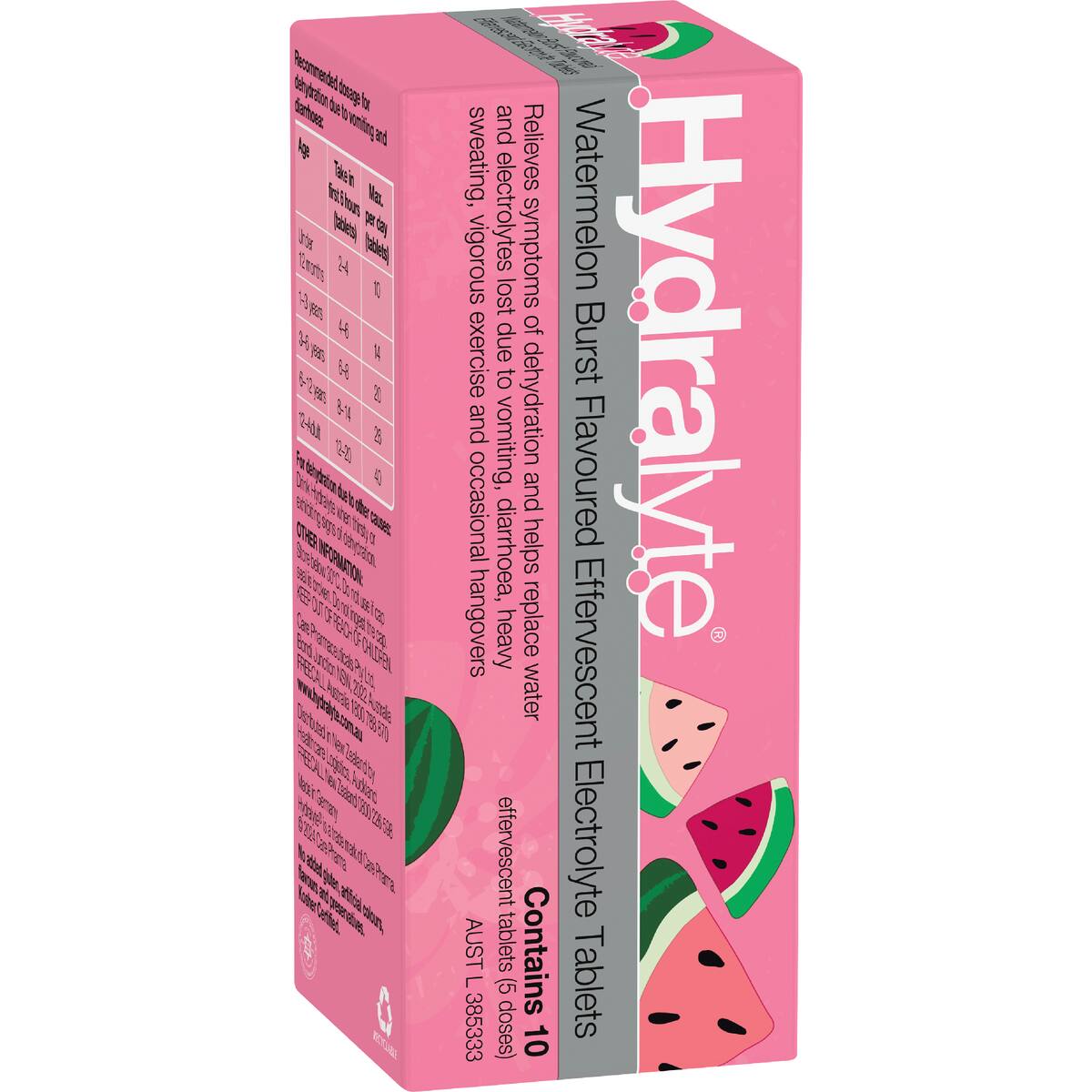 Hydralyte Effervescent Electrolyte Tablets Watermelon Burst 10 Pack