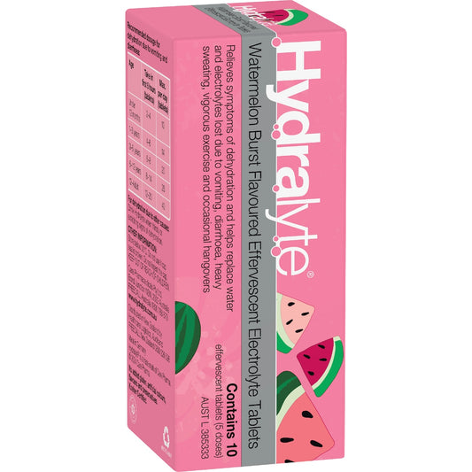 Hydralyte Effervescent Electrolyte Tablets Watermelon Burst 10 Pack
