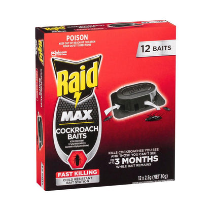 Raid Max Insect Cockroach Baits Traps - 12 pack