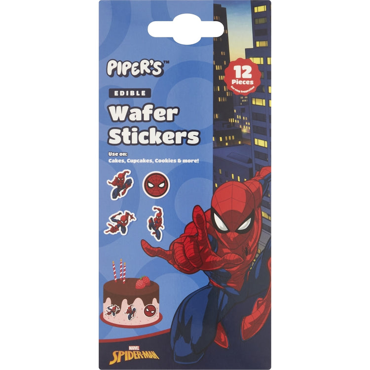 Pipers Marvel Spiderman Edible Wafer Stickers 12 Pack