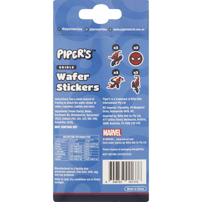 Pipers Marvel Spiderman Edible Wafer Stickers 12 Pack