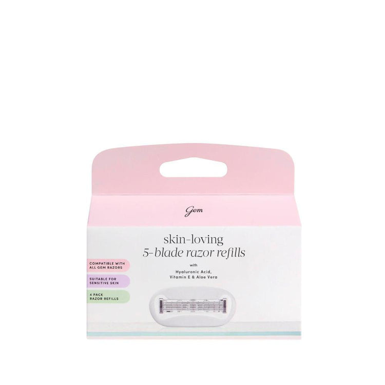 Gem Skin-Loving 5 Blade Razor Refills - 4 Pack