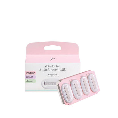 Gem Skin-Loving 5 Blade Razor Refills - 4 Pack