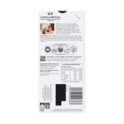 Lindt Excellence 85% Cocoa Dark Chocolate Block - 100g
