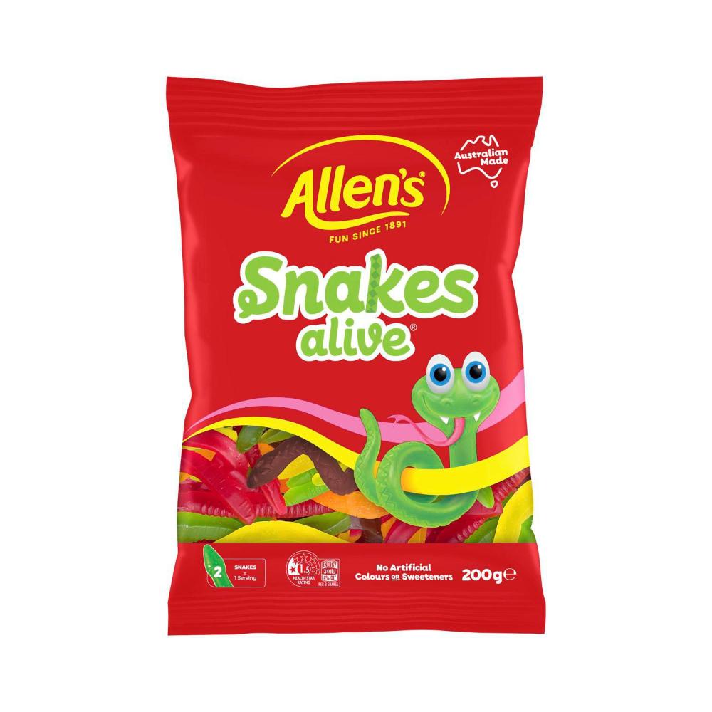 Allen's Lollies Snakes Alive Lolly Bag - 200g