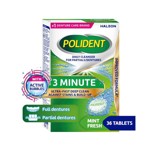 Polident 3 Minute Daily Cleanser For Dentures And Partials - 36 pack