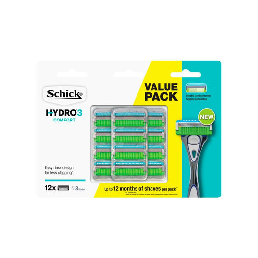 Schick Hydro 3 Comfort Razors Value Pack - 12 Pack