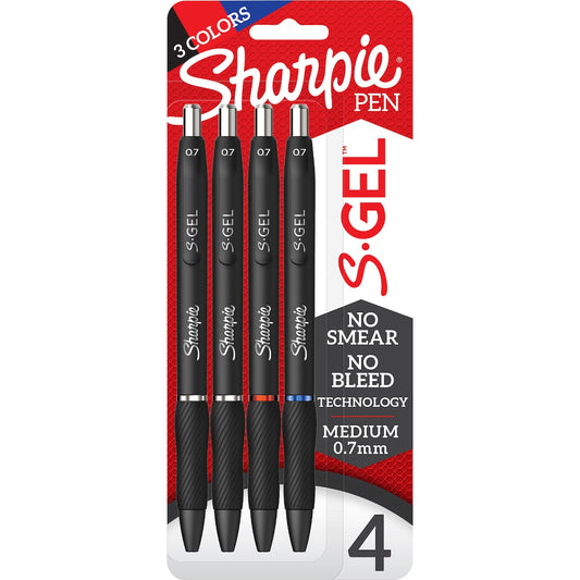 Sharpie S-Gel 0.7mm Gel Pens Assorted Colours 4 Pack
