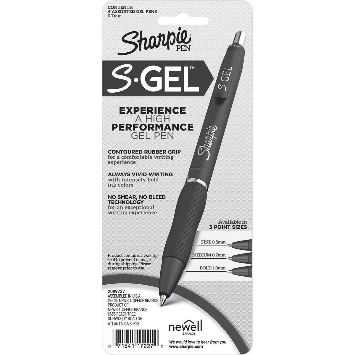 Sharpie S-Gel 0.7mm Gel Pens Assorted Colours 4 Pack