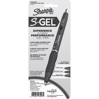 Sharpie S-Gel 0.7mm Gel Pens Assorted Colours 4 Pack
