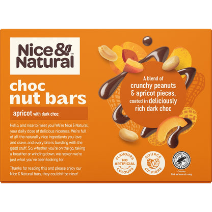 Nice & Natural Dark Choc Nut Bars Apricot 6 Pack