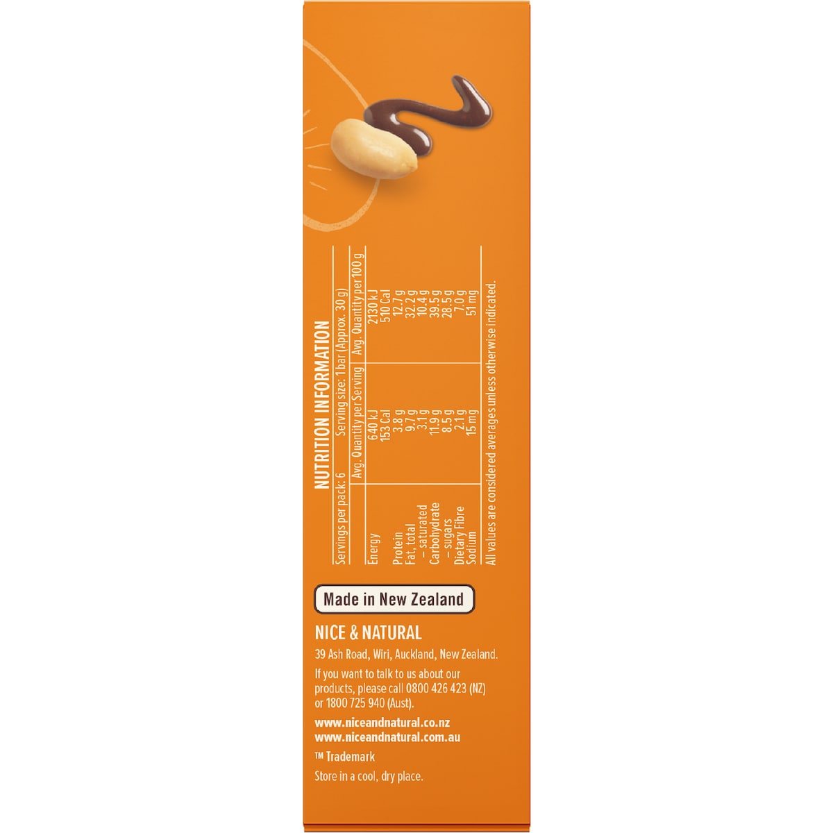 Nice & Natural Dark Choc Nut Bars Apricot 6 Pack