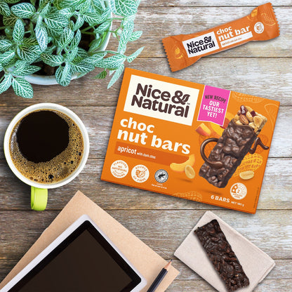 Nice & Natural Dark Choc Nut Bars Apricot 6 Pack