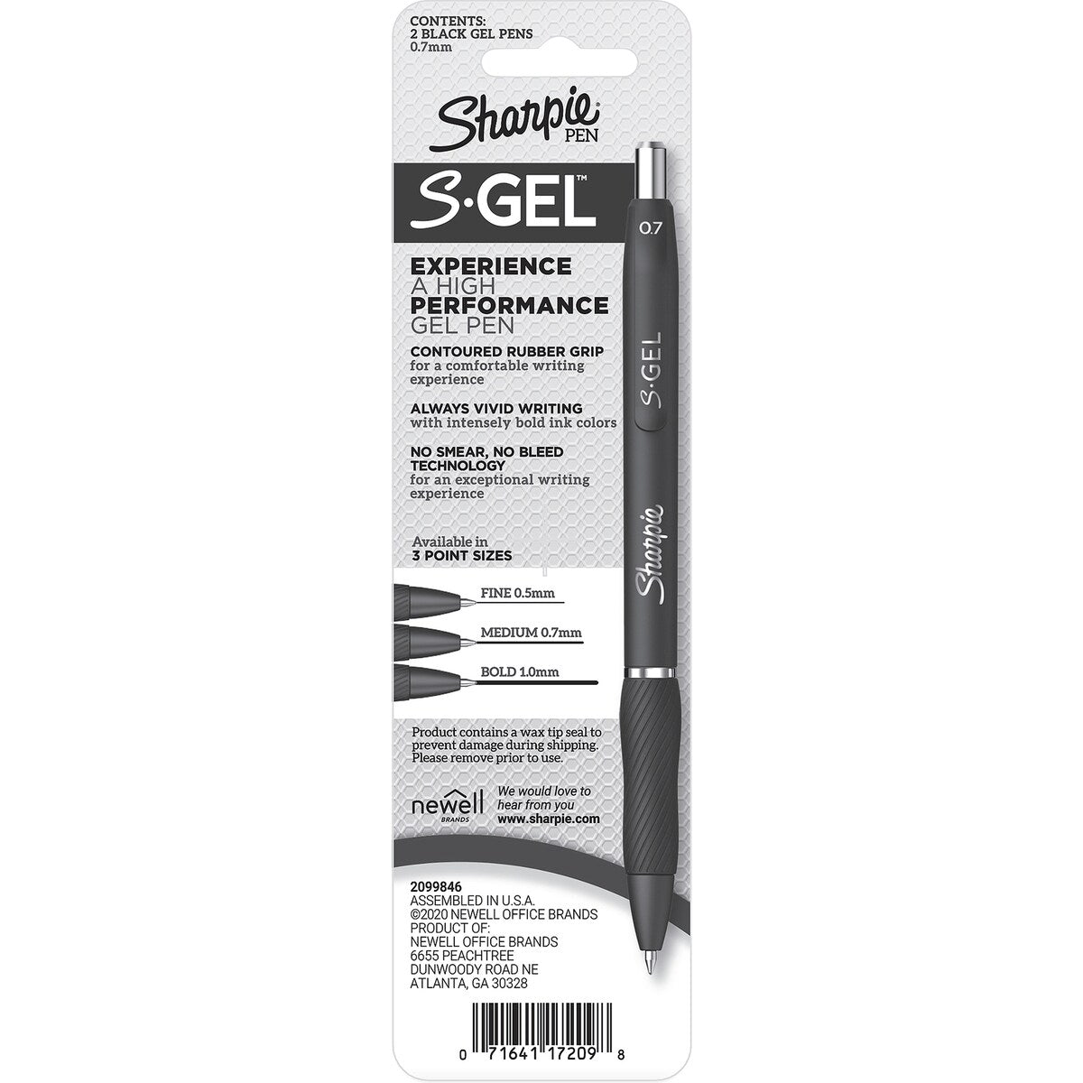 Sharpie S-Gel 0.7mm Gel Pens Black 2 Pack