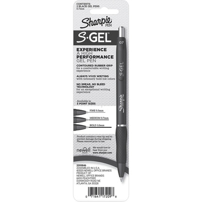 Sharpie S-Gel 0.7mm Gel Pens Black 2 Pack