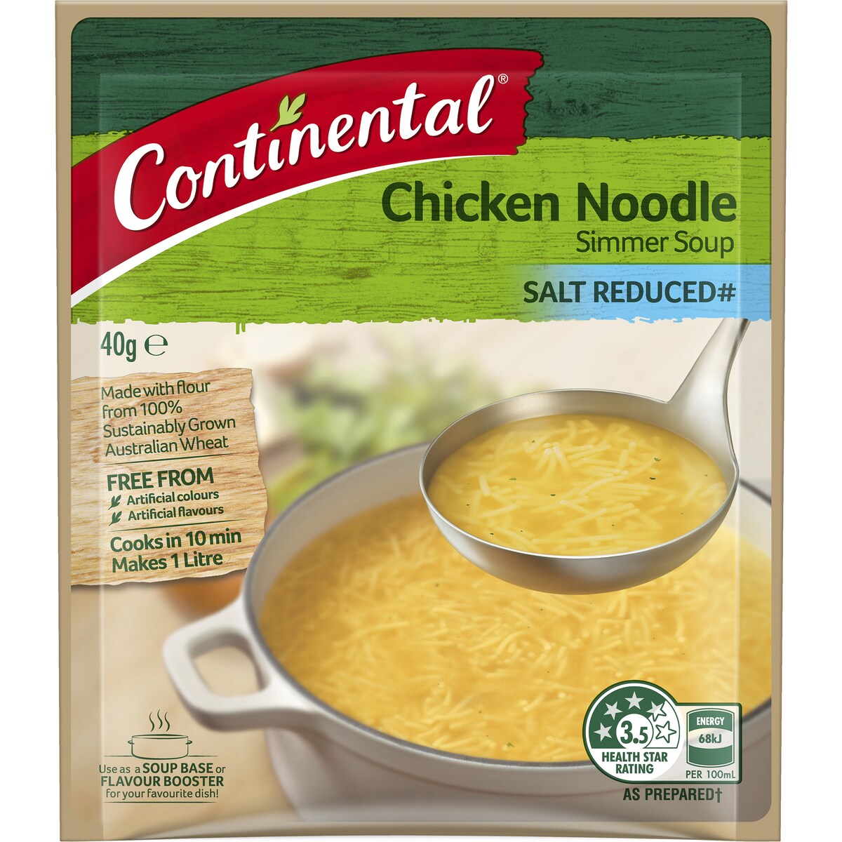 Continental Classics Simmer Soup Chicken Noodle Salt Reduced 40g